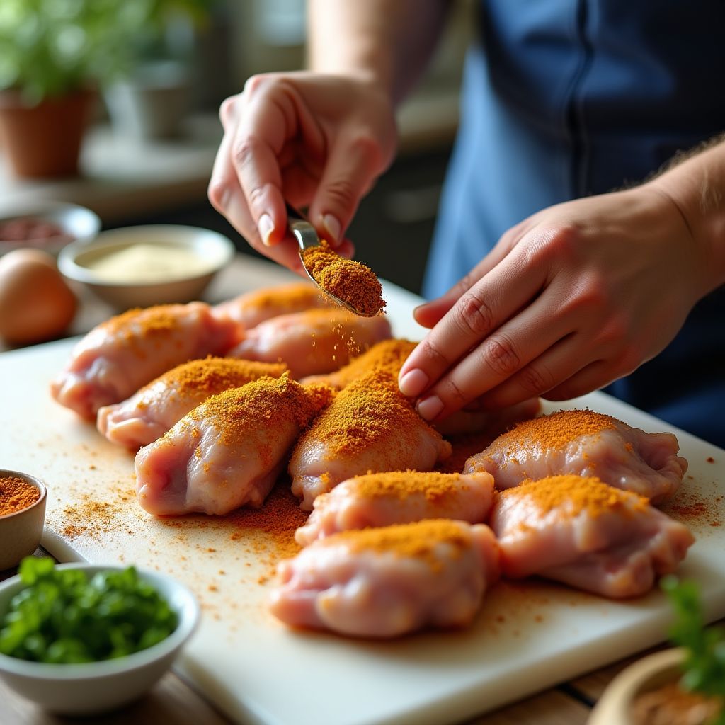 Dry rub application on wings